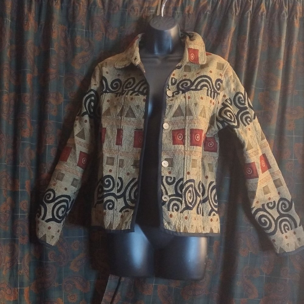 Klimt Art Jacket Lord & Taylor KAS Designs Reversible GOLD/Maroon STUNNING!